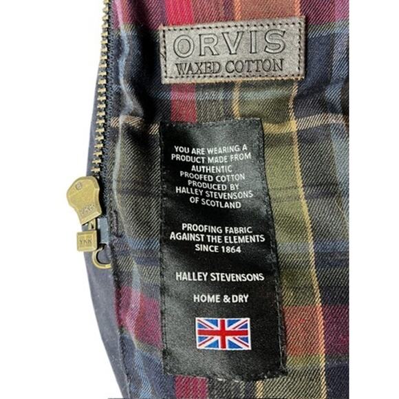 Orvis River Road Waxed Cotton Chore Coat Barn Jacket, Hooded | Sz S, Navy Blue - Picture 10 of 13